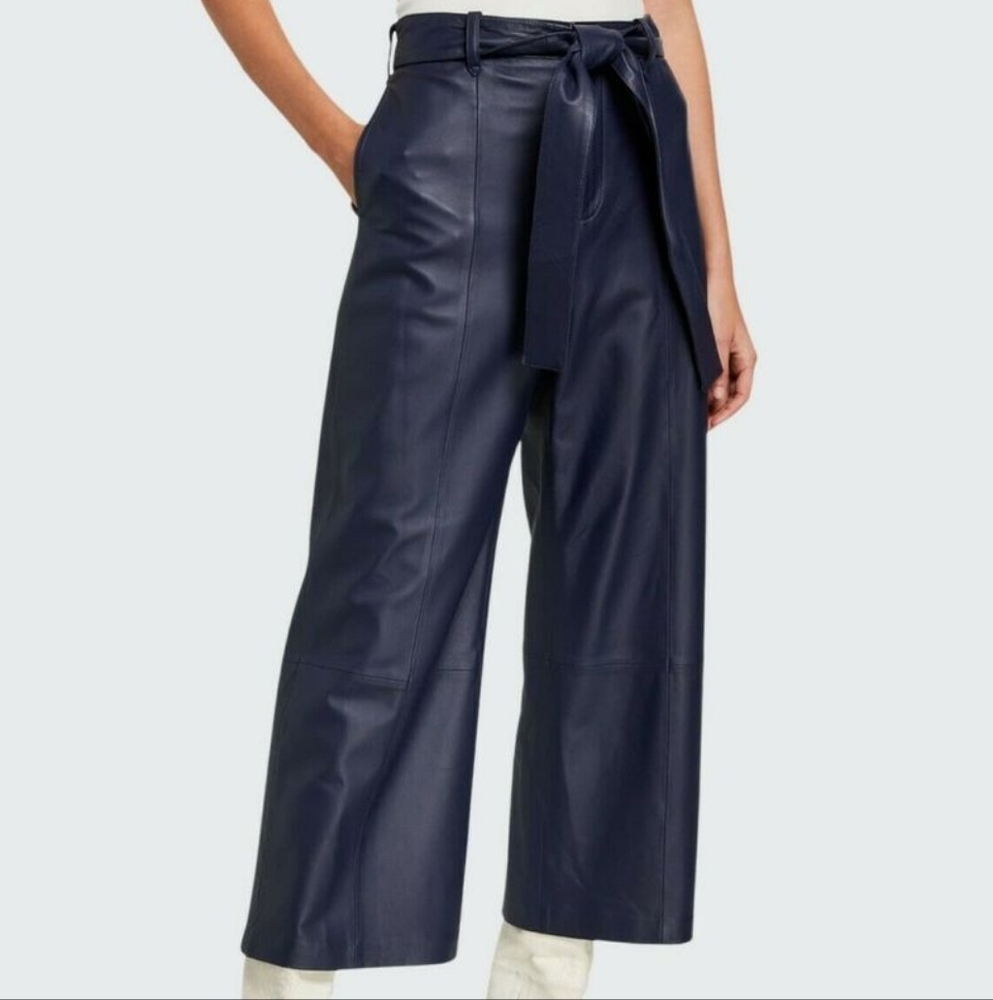 Women's Jason Wu Navy Wide-Leg Leather Pants